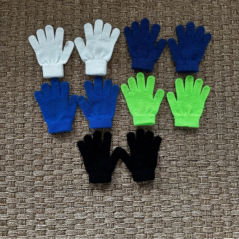 Kids Colorful Knit Gloves Set